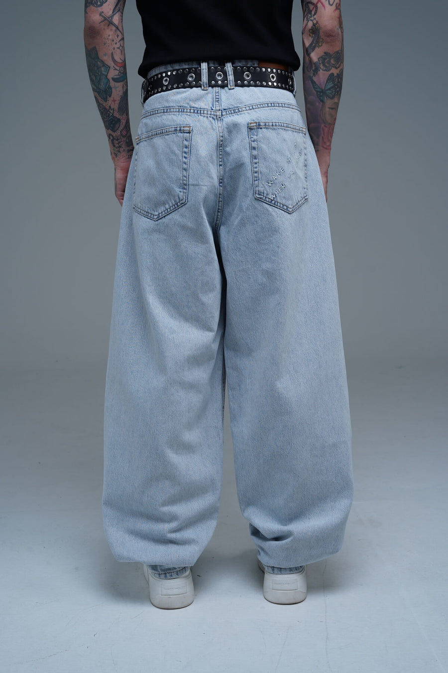 Nakış Detay Mavi Baggy Jean Pantolon CT01 6458-5