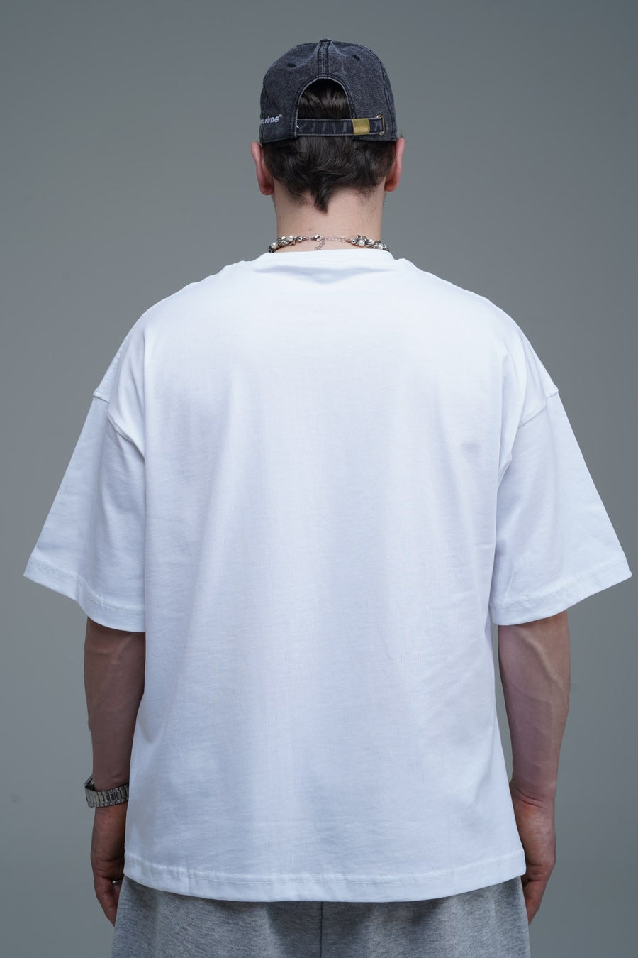 JR Signature Baskılı Beyaz Boxy Fit Tshirt