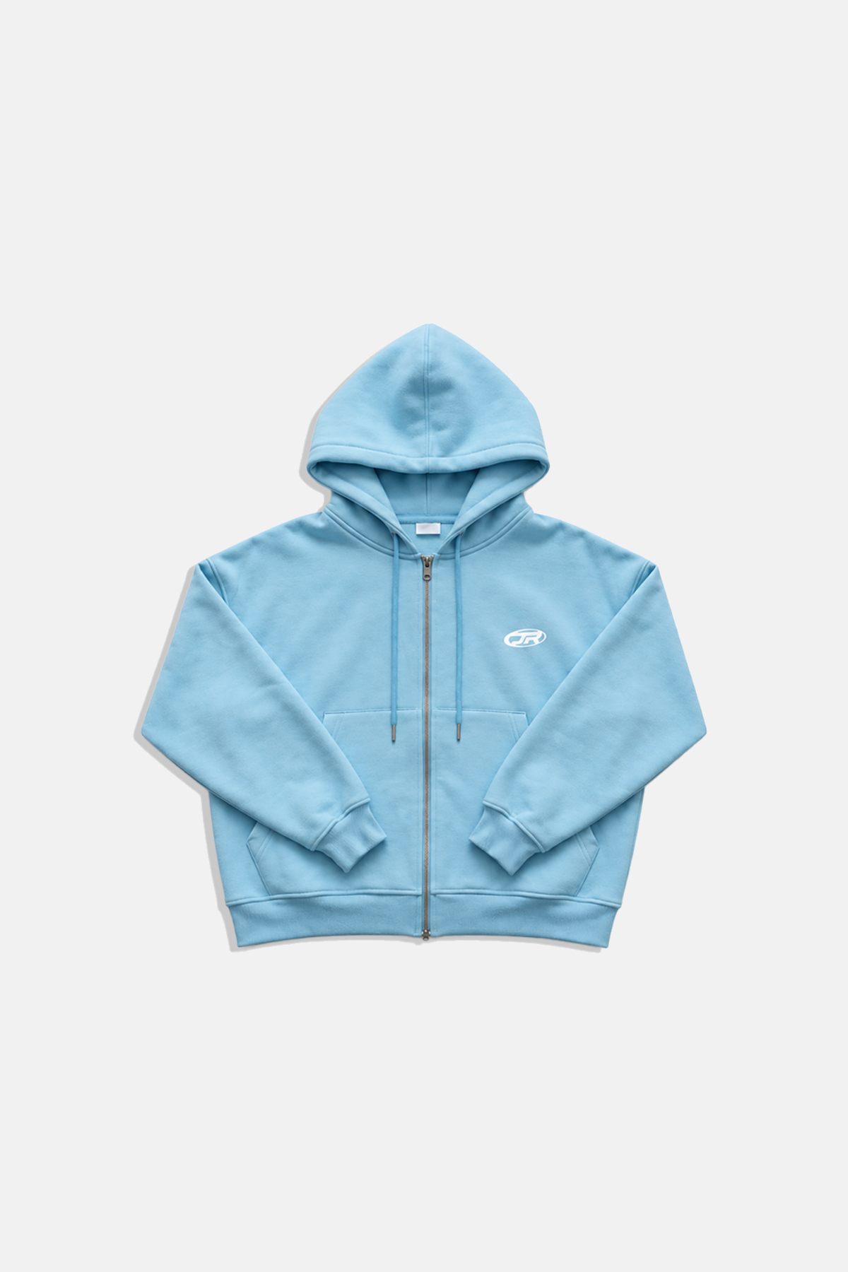 Jr Logo Boxy Kalıp Baby Blue Oversize Zipper Sweatshirt