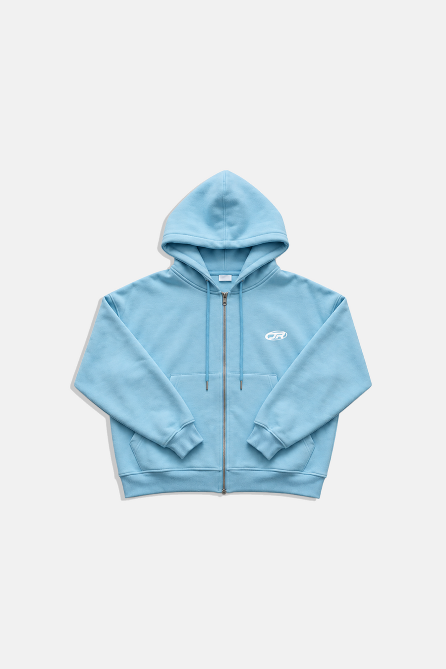 Jr Logo Boxy Kalıp Baby Blue Oversize Zipper Sweatshirt