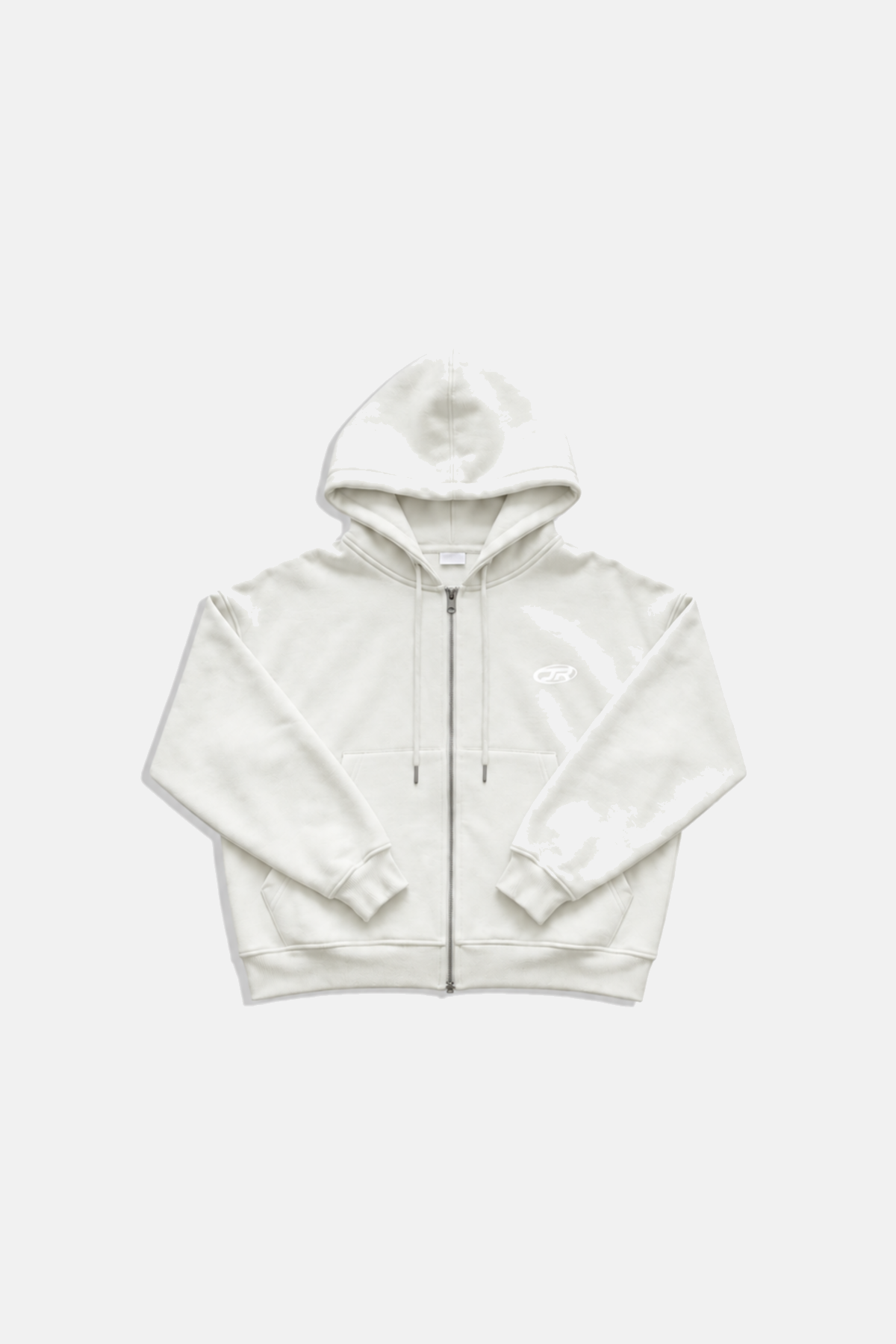 Jr Logo Boxy Kalıp Beyaz Oversize Zipper Sweatshirt