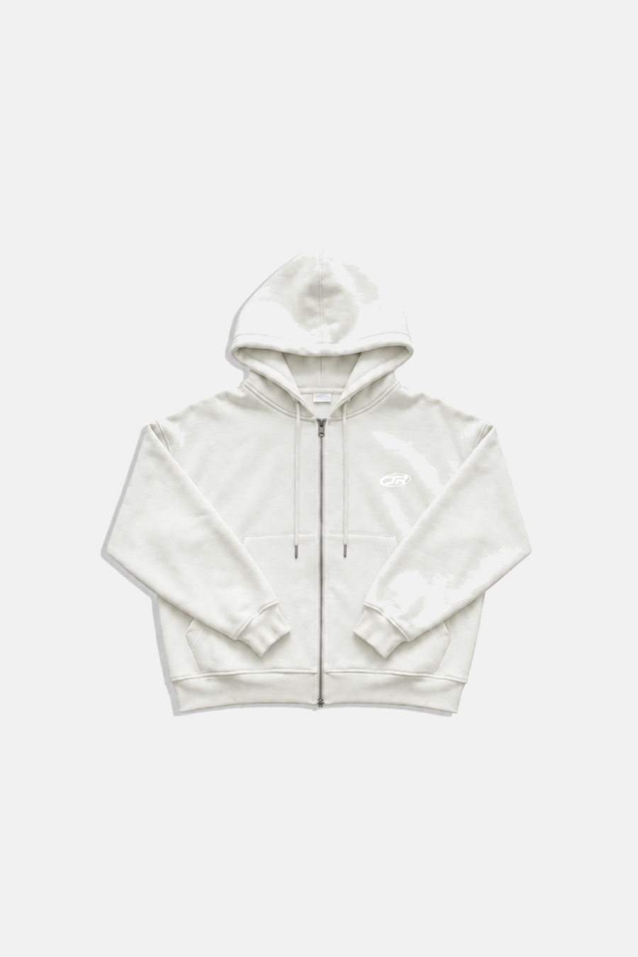 Jr Logo Boxy Kalıp Beyaz Oversize Zipper Sweatshirt