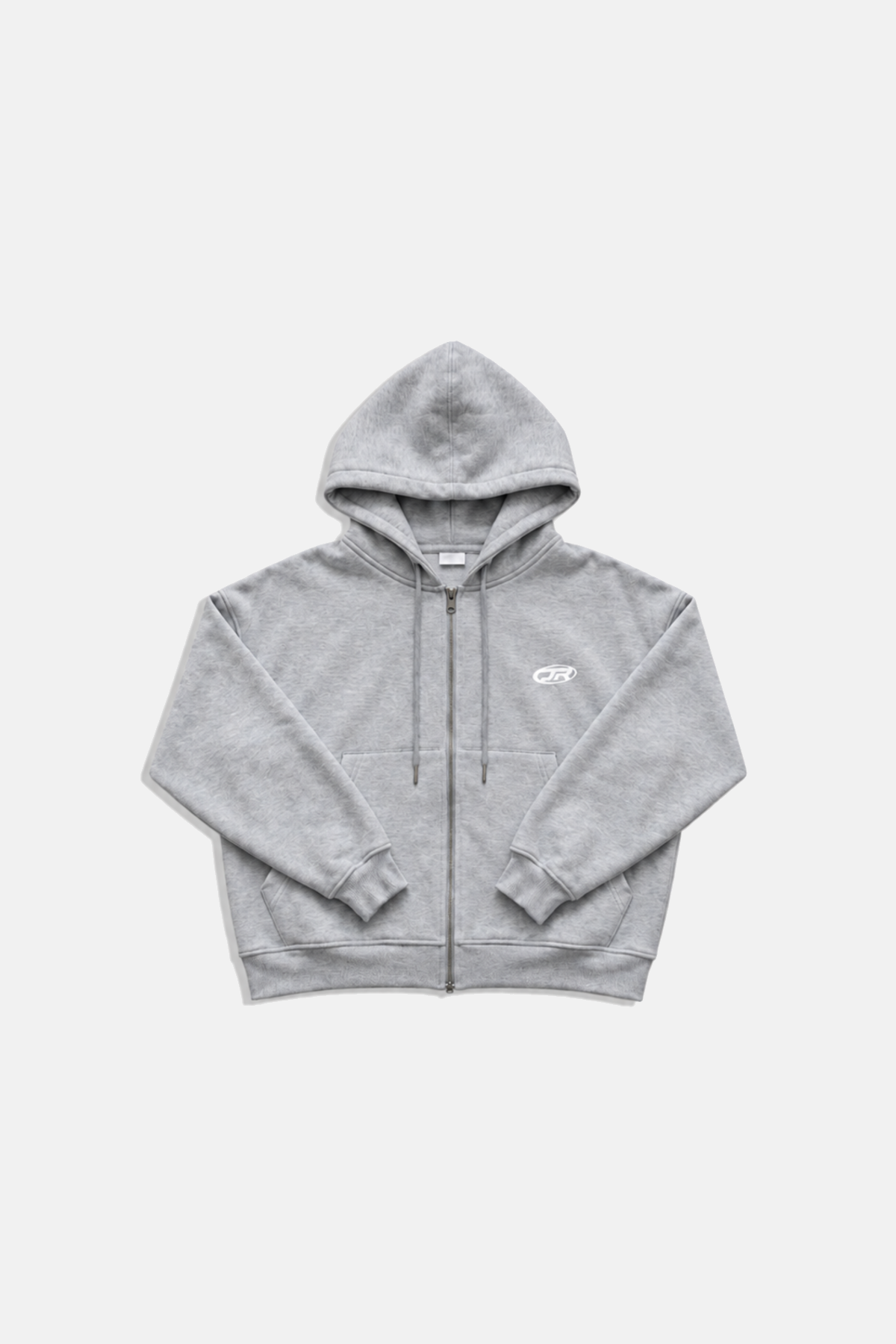 Jr Logo Boxy Kalıp Gri Melanj Oversize Zipper Sweatshirt