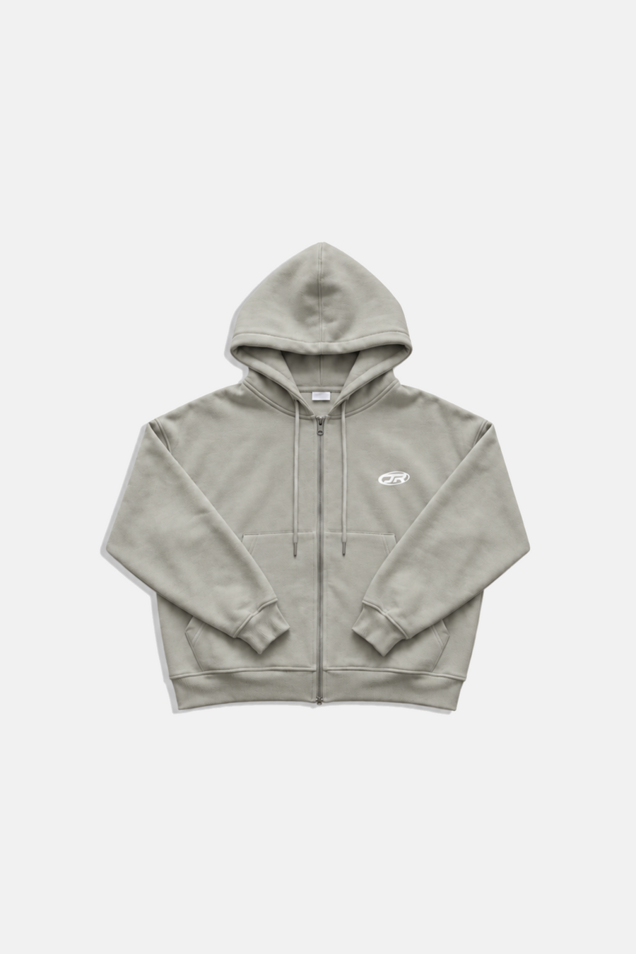Jr Logo Boxy Kalıp Füme Oversize Zipper Sweatshirt