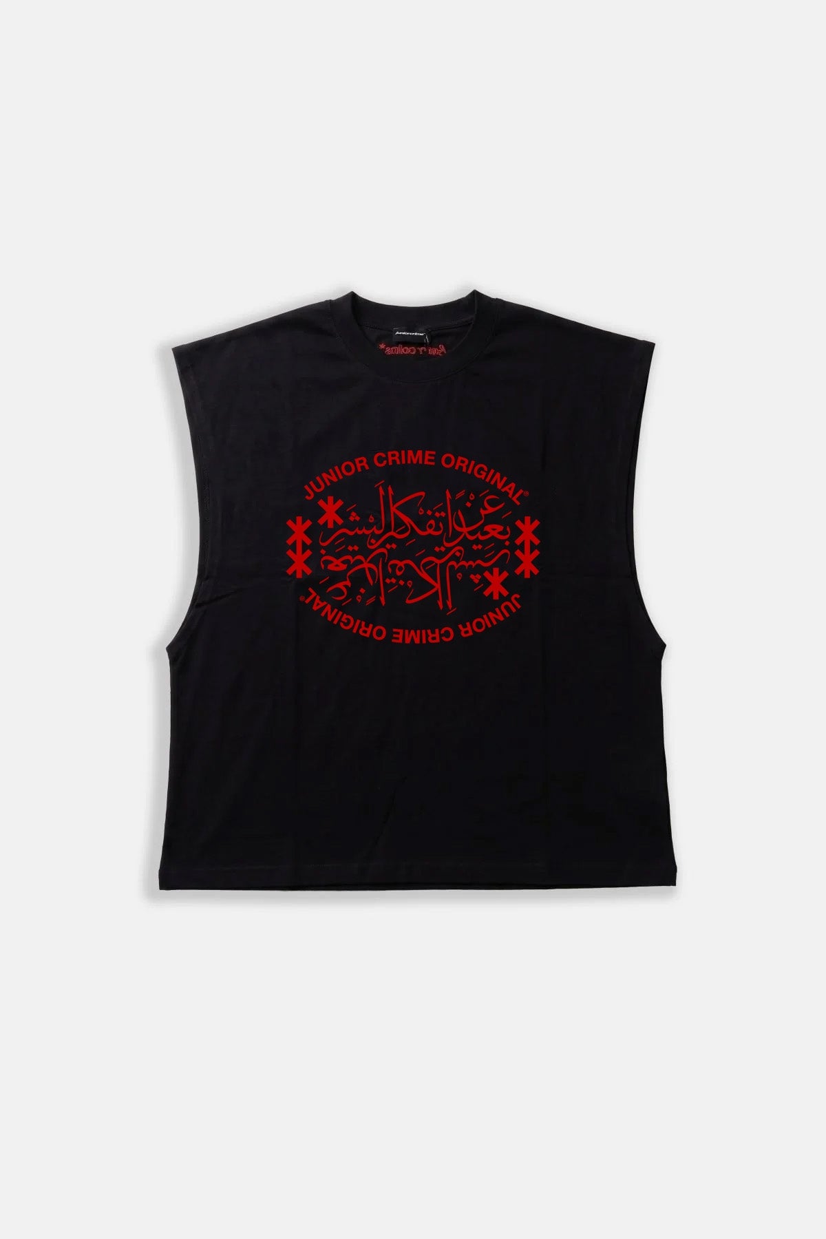 JR Red Original Baskılı Boxy Fit Kolsuz Siyah Tshirt