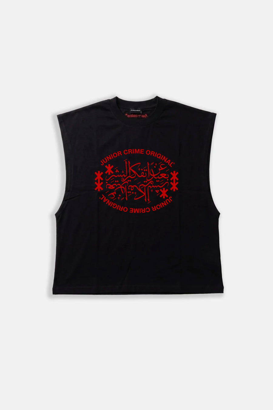 JR Red Original Baskılı Boxy Fit Kolsuz Siyah Tshirt