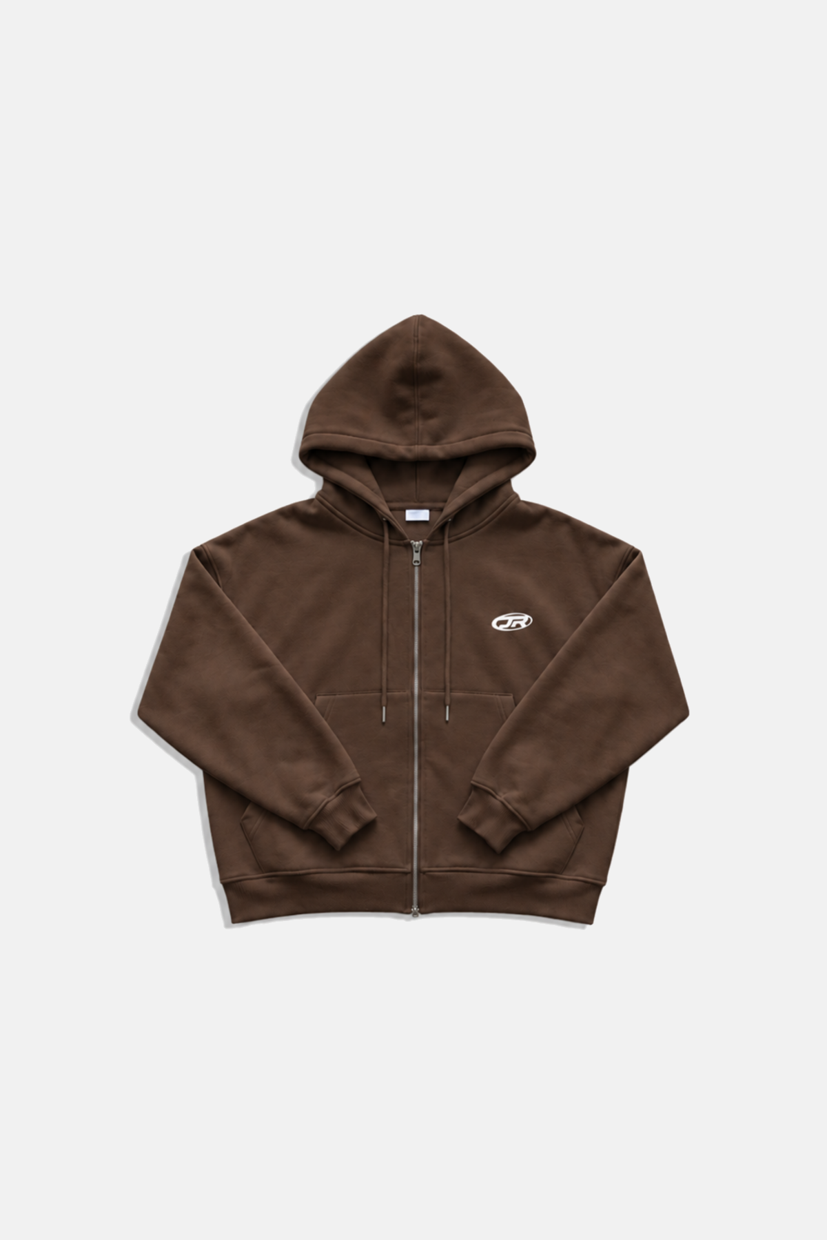 Jr Logo Boxy Kalıp Kahverengi Oversize Zipper Sweatshirt