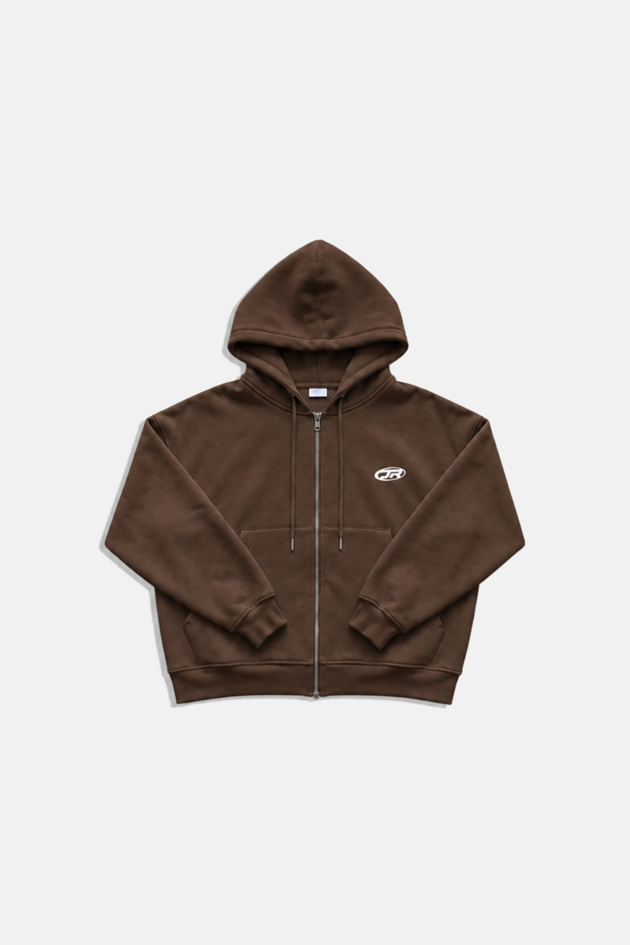 Jr Logo Boxy Kalıp Kahverengi Oversize Zipper Sweatshirt