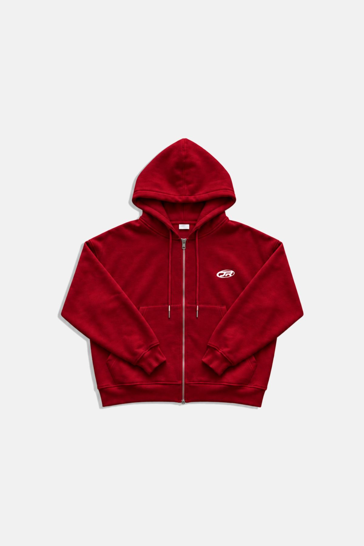 Jr Logo Boxy Kalıp Kırmızı Oversize Zipper Sweatshirt