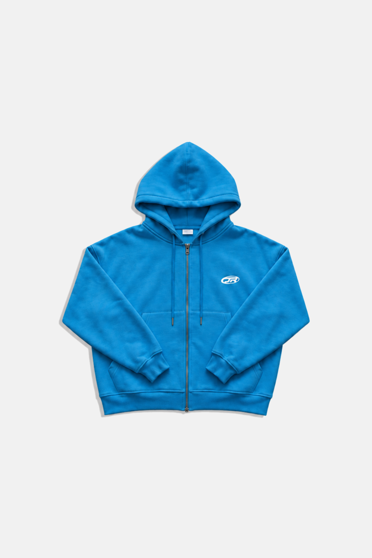 Jr Logo Boxy Kalıp Mavi Oversize Zipper Sweatshirt