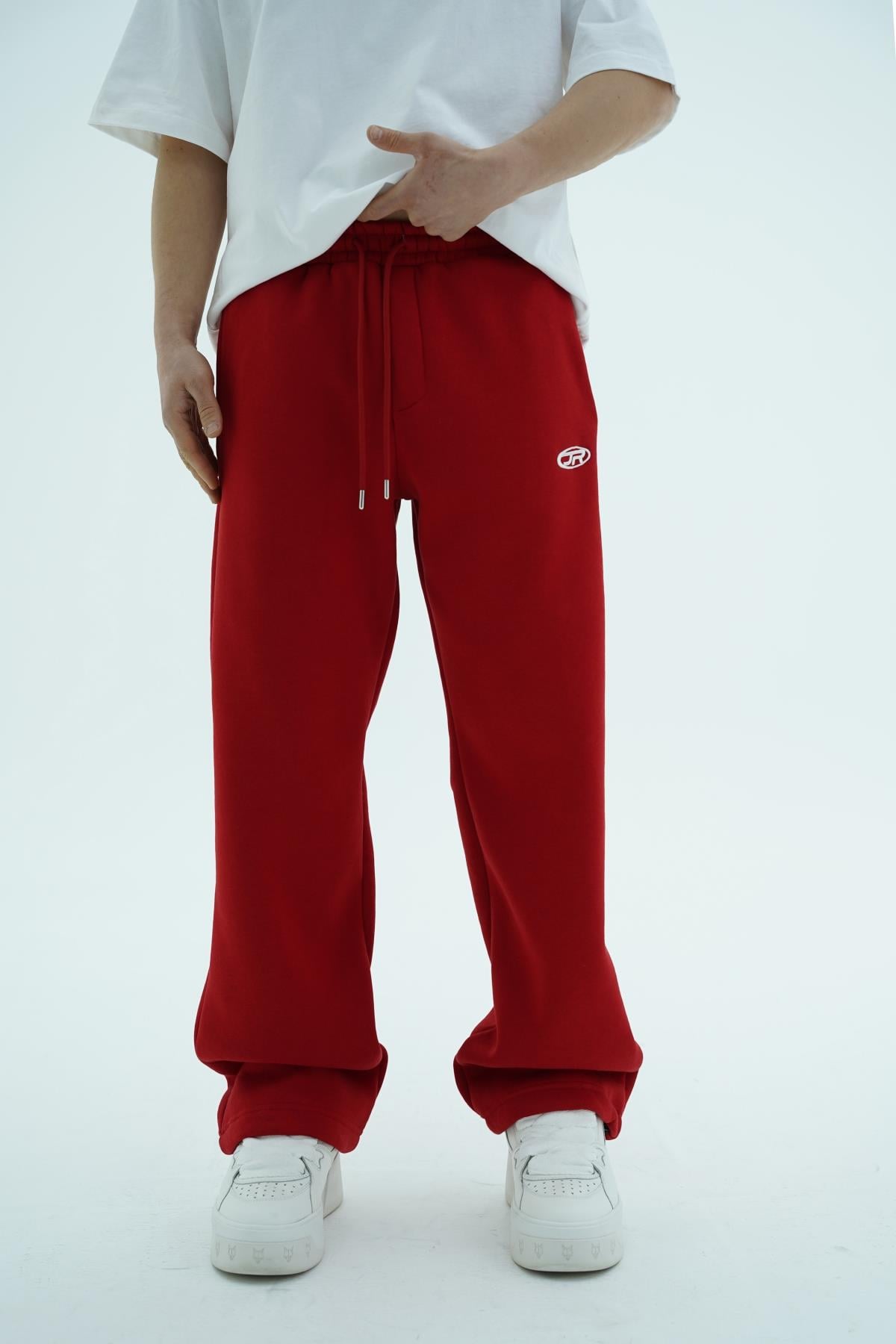 JR Logo Kırmızı Baggy Eşofman Altı