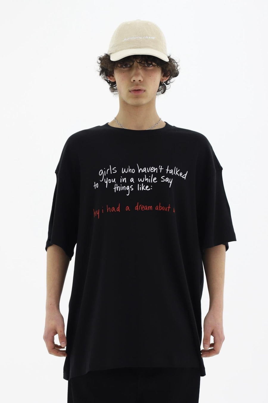 Girls Baskılı Siyah Oversize Tshirt CT01 26CY011
