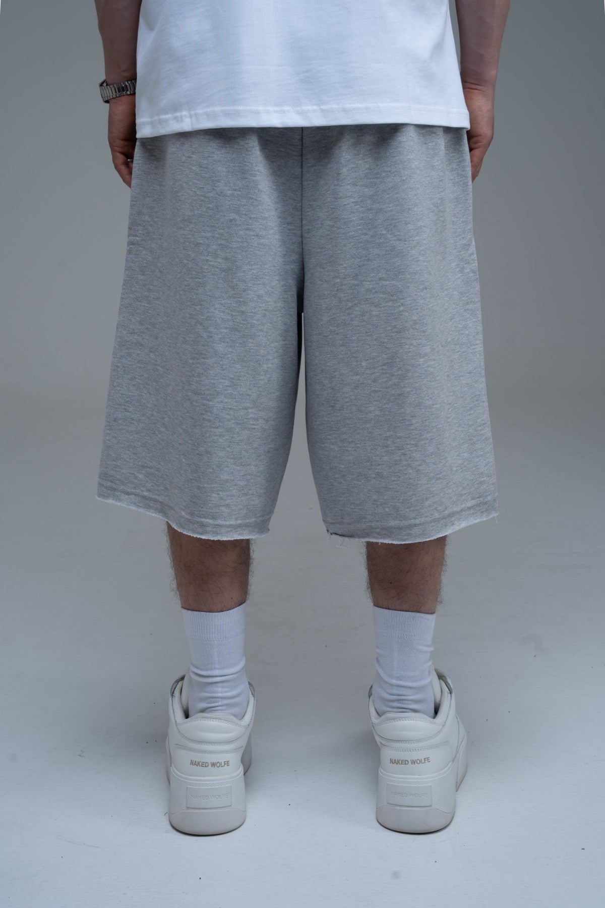 JR Nakışlı Gri Jogger Baggy Şort
