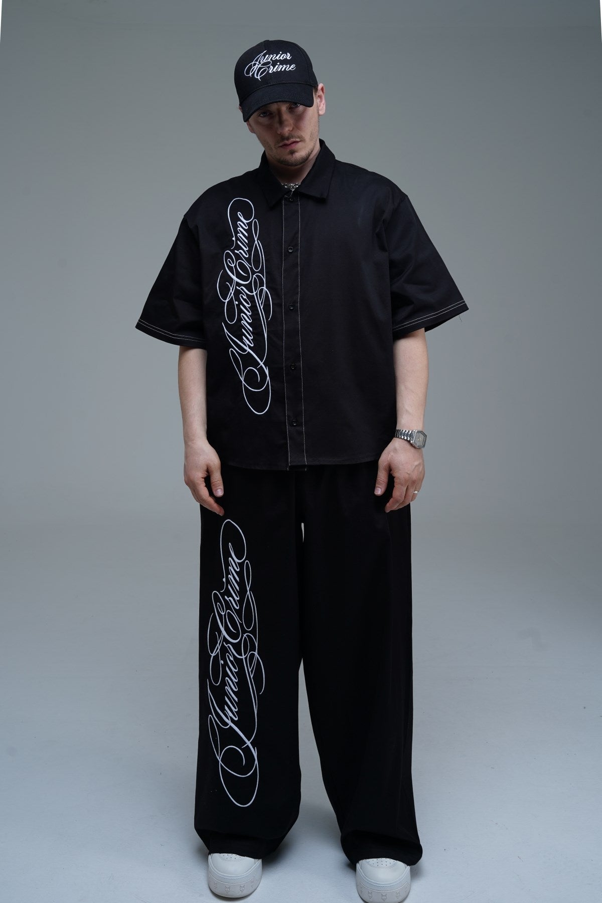 JR Signature Baskılı Gabardin Baggy Pantolon