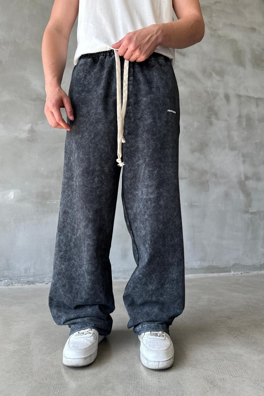 Acid Wash Siyah Baggy Eşofman Altı JC01 25Y202