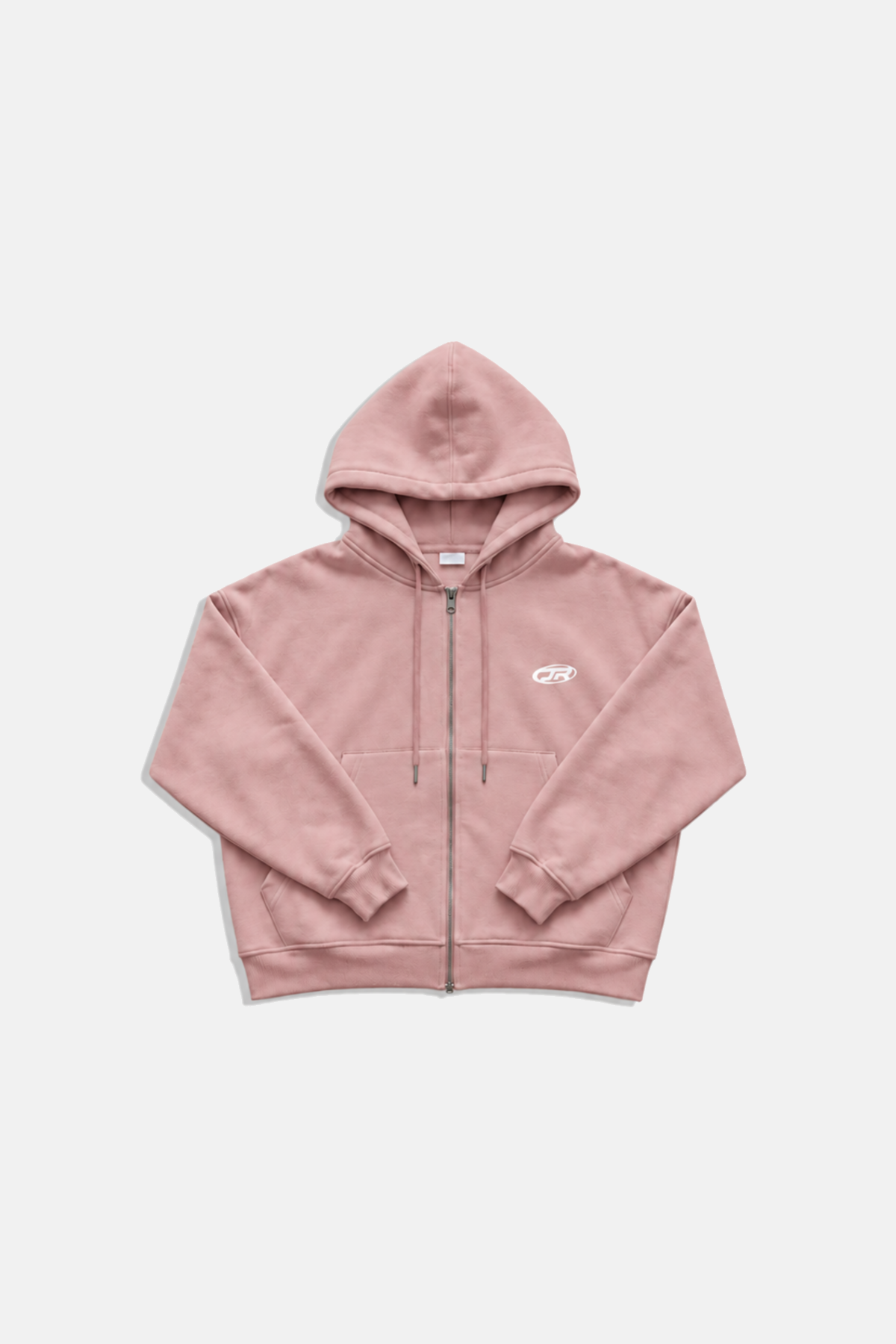 Jr Logo Boxy Kalıp Baby Pink Oversize Zipper Sweatshirt