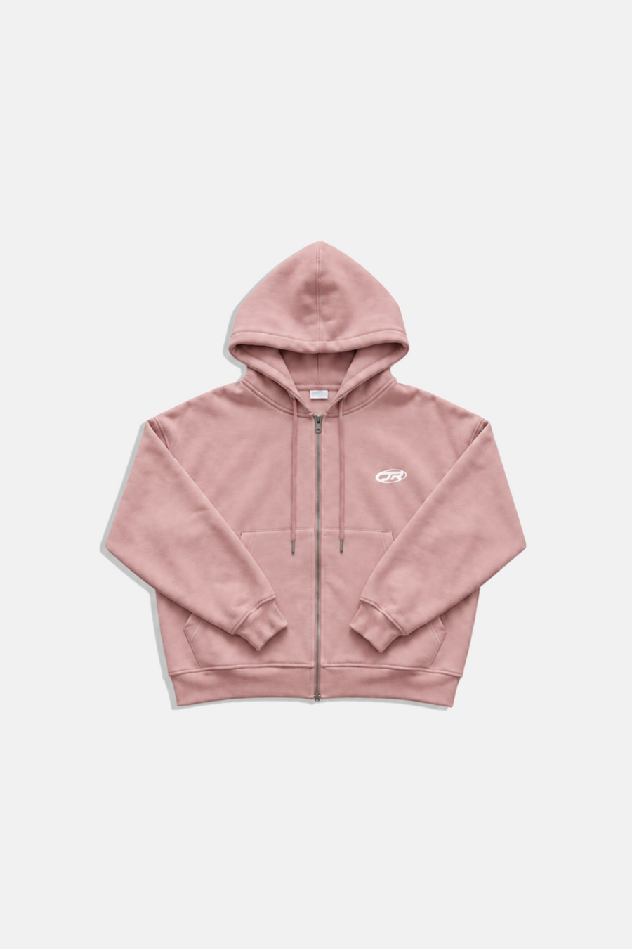 Jr Logo Boxy Kalıp Baby Pink Oversize Zipper Sweatshirt