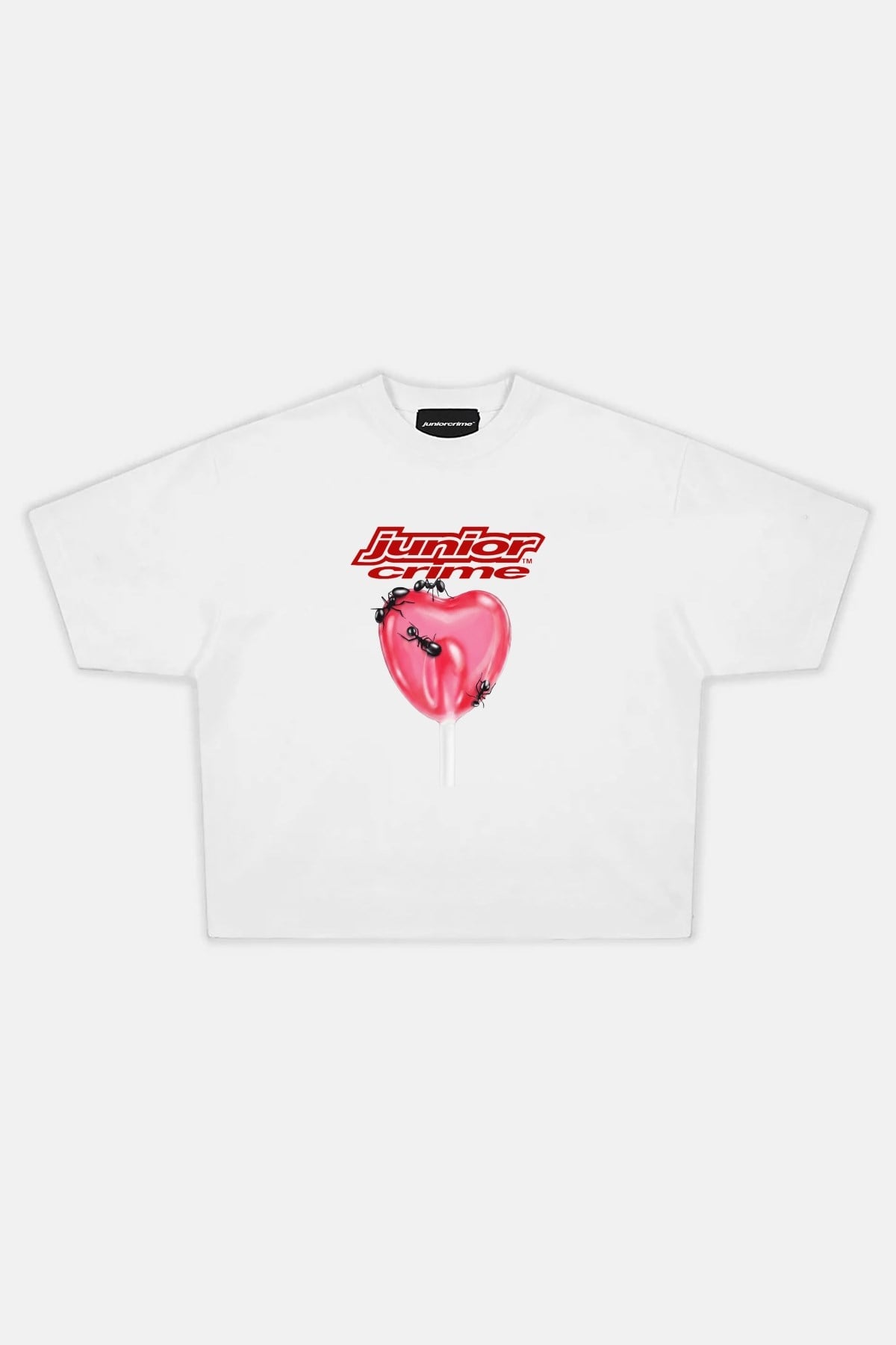 JR Lollipop Baskılı Beyaz Boxy Oversize Tshirt