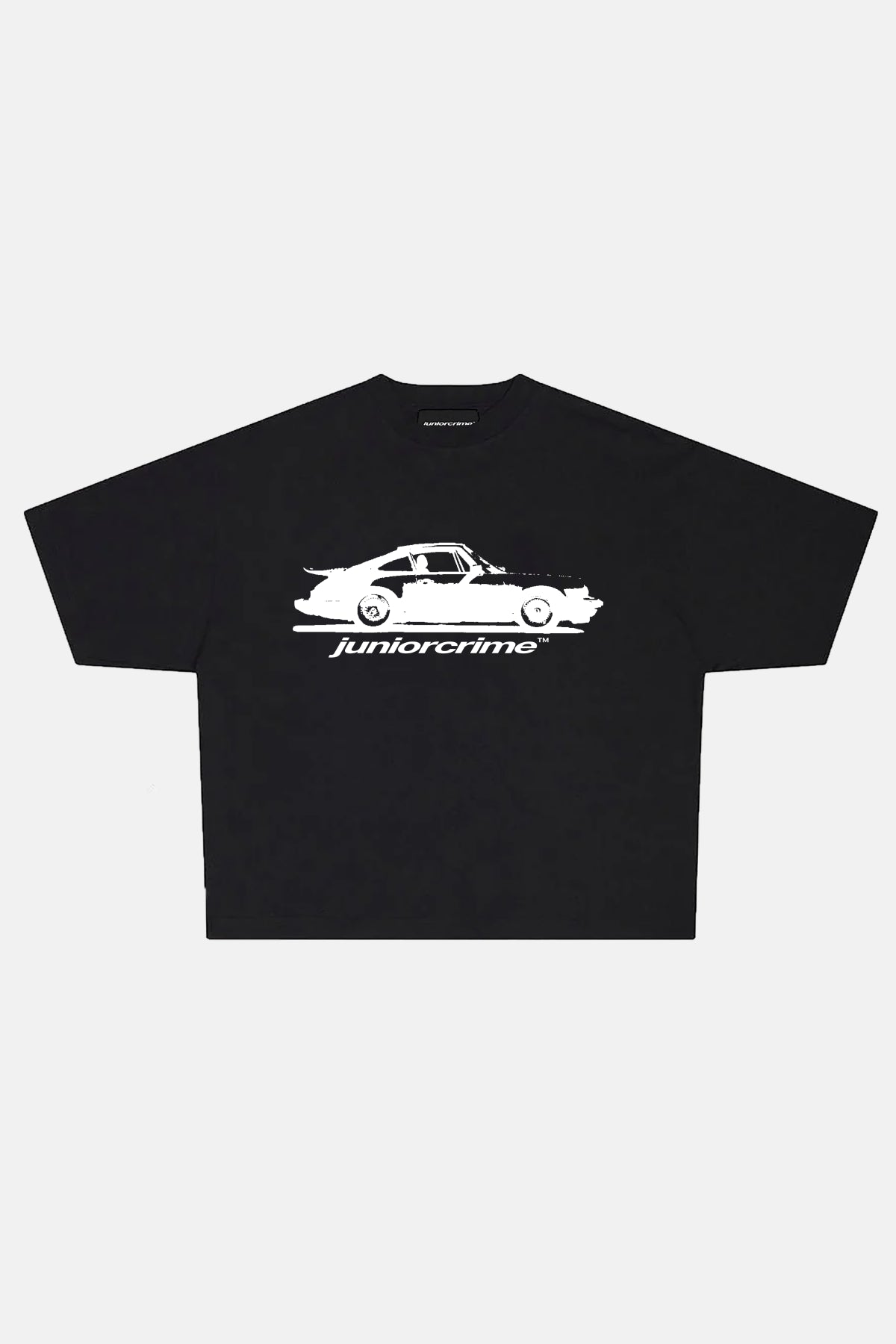 JR Car Baskılı Siyah Boxy Fit Tshirt