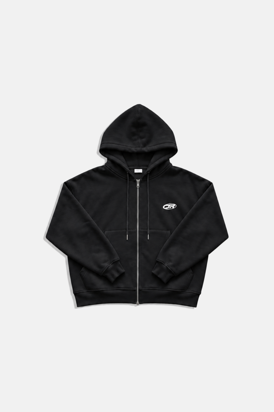 Jr Logo Boxy Kalıp Siyah Oversize Zipper Sweatshirt