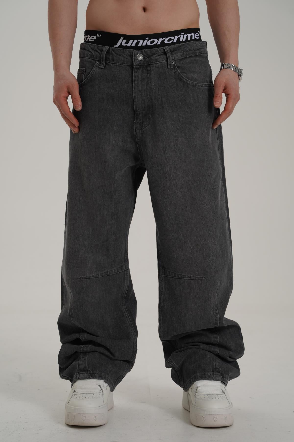 Dikiş Detay Gri Acid Wash Jean Pantolon CT01 6643
