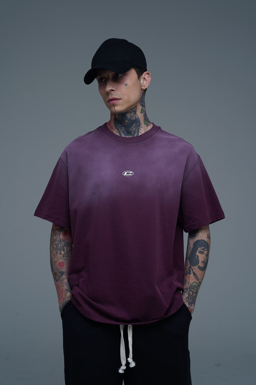 Yıkama Efektli Bordo Oversize Tshirt CT01 25CY074
