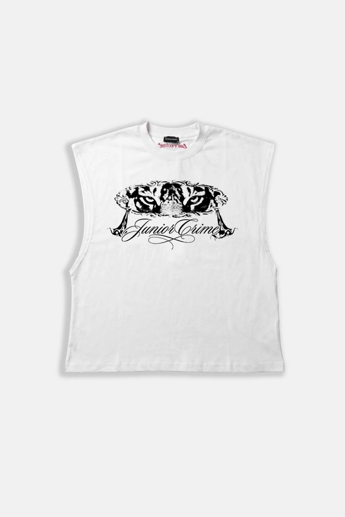 JR Leo Baskılı Boxy Fit Kolsuz Beyaz Tshirt