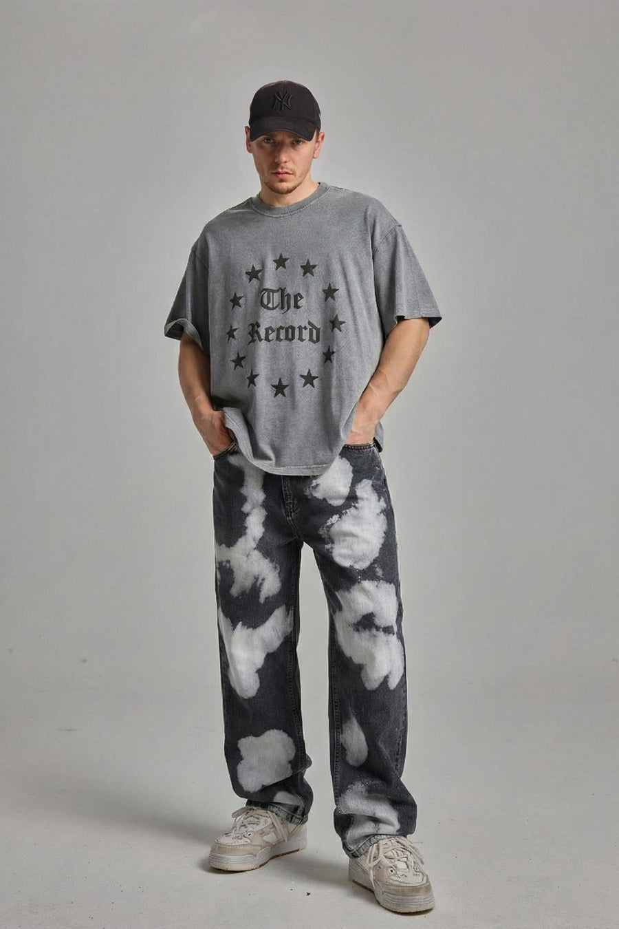 Acid Wash Gri Dar Paça Jean Pantolon