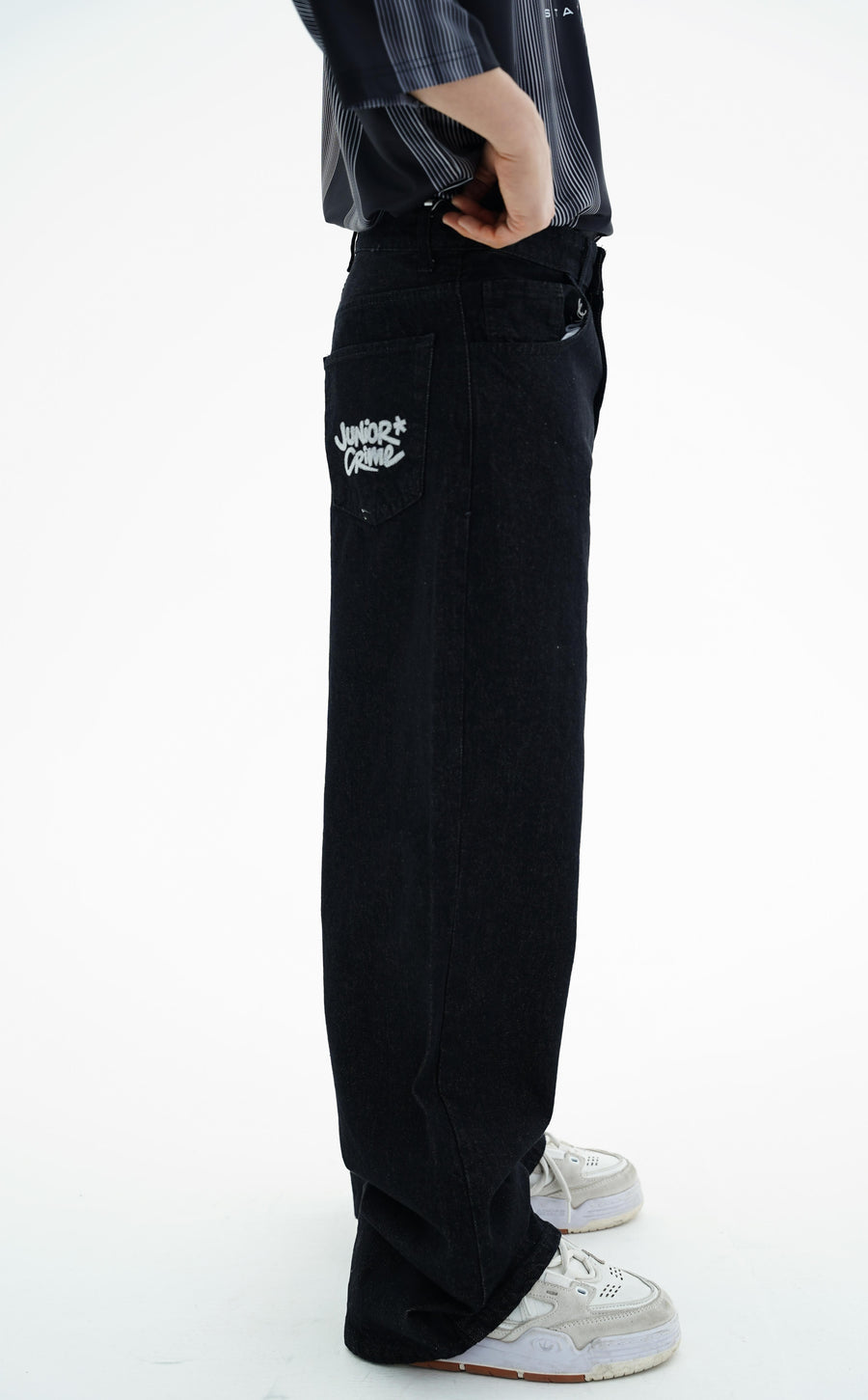 Junior Crime Siyah Melanj Raw Denim Pantolon