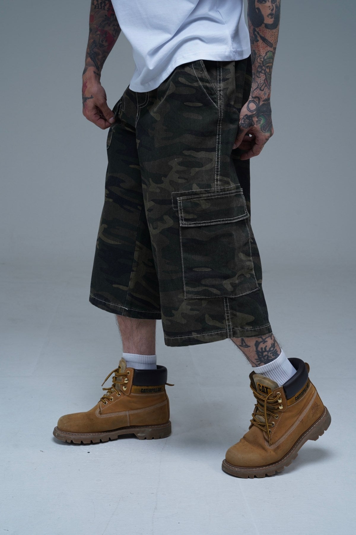 JR Logo Nakışlı Camo Desenli Baggy Şort