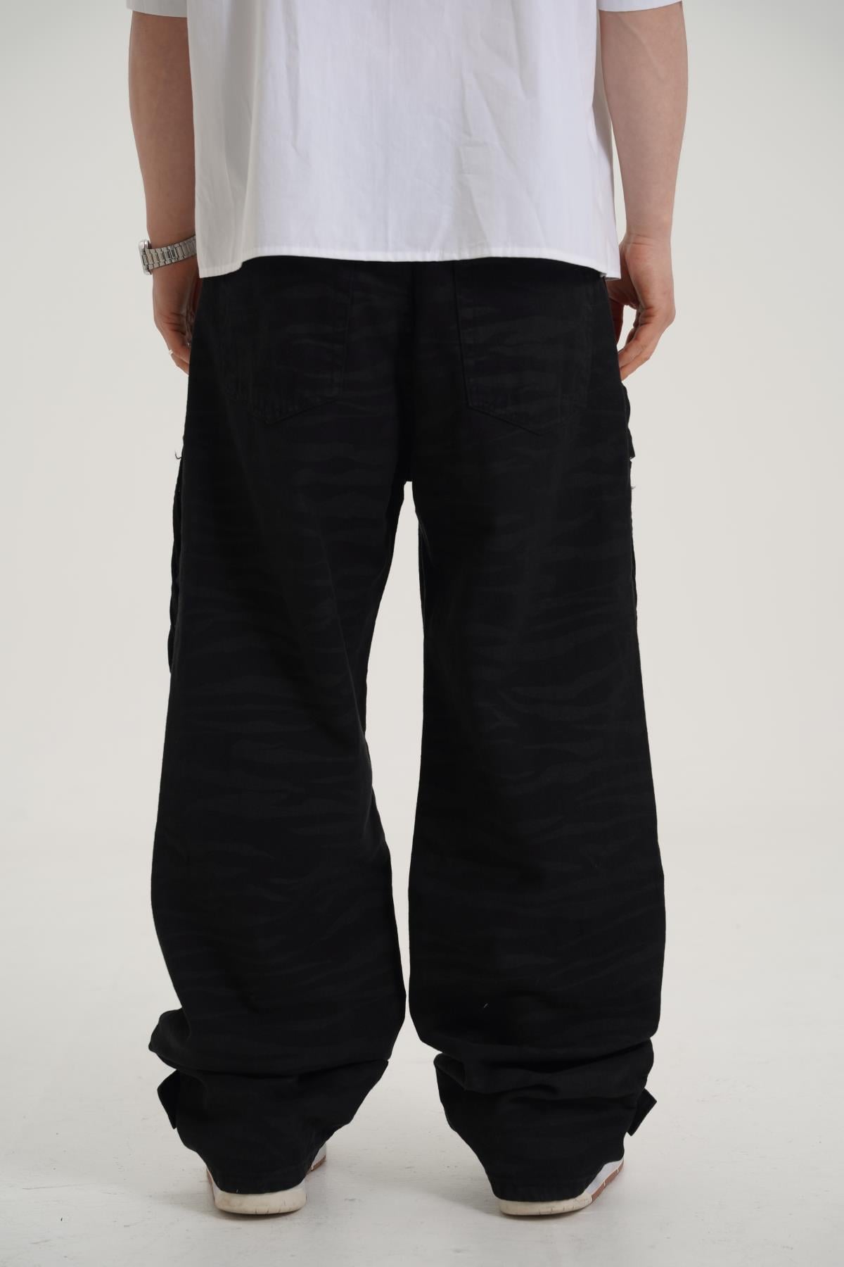 Kamuflaj Desen Siyah Baggy Pantolon CT01 6368-7