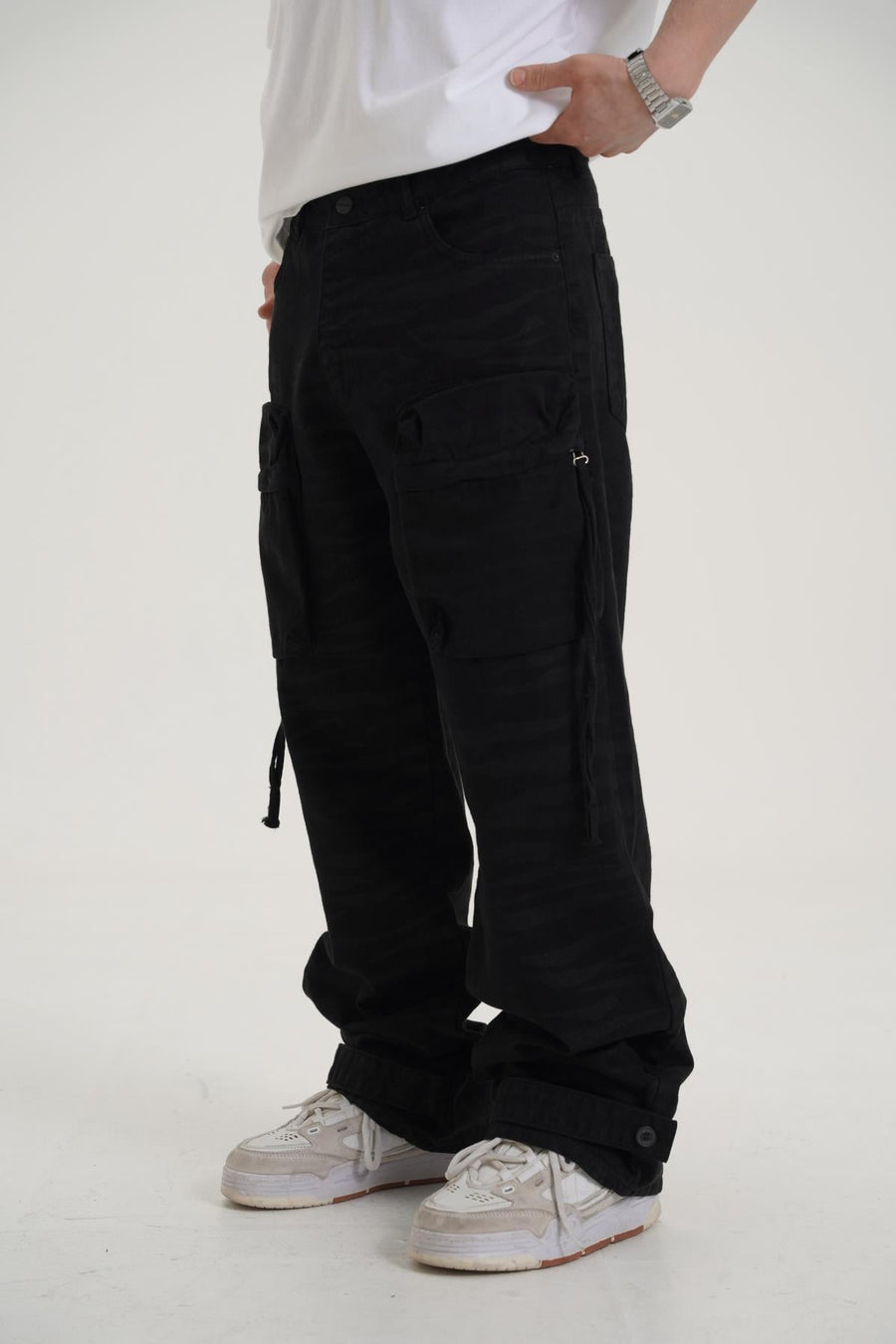 Kamuflaj Desen Siyah Baggy Pantolon CT01 6368-7