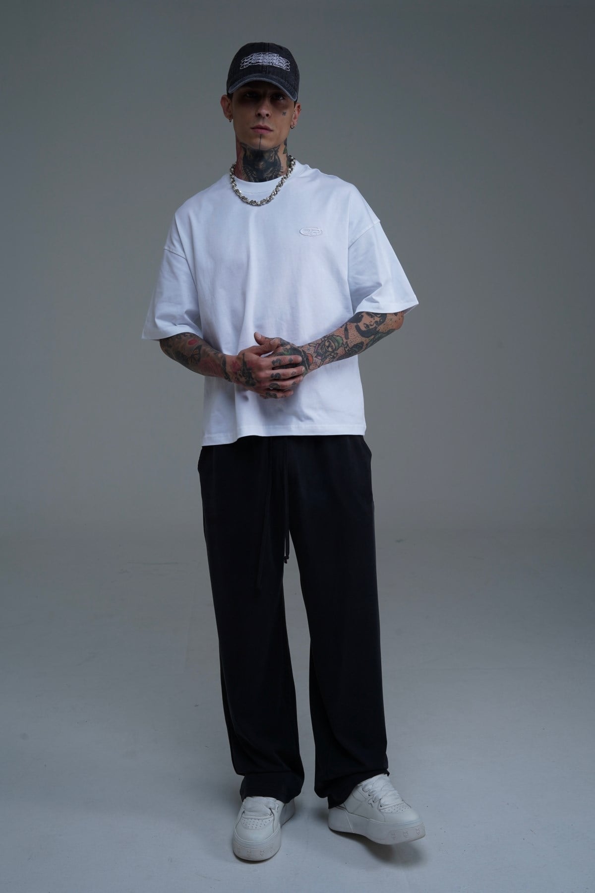 JR Logo Beyaz Boxy Fit Oversize Tshirt