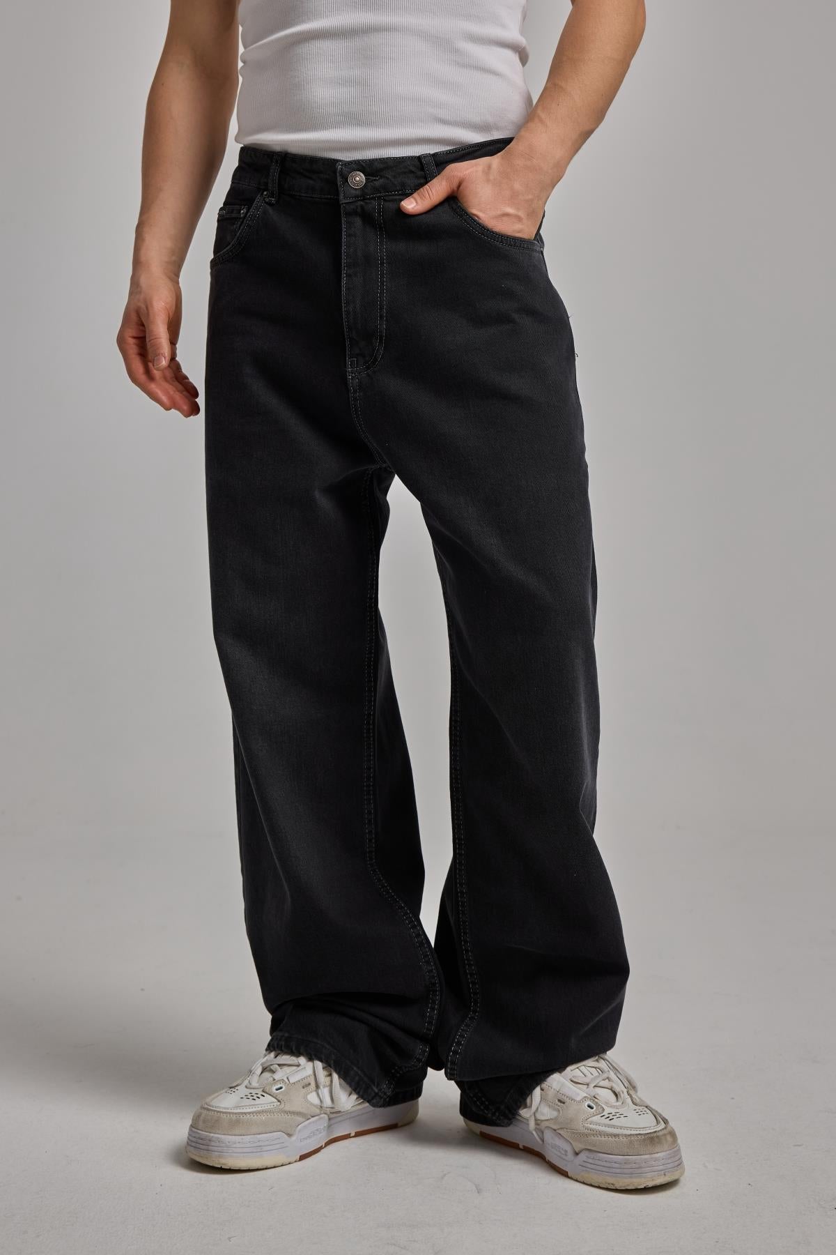 Yıkama Efektli Siyah Jean 6573-2