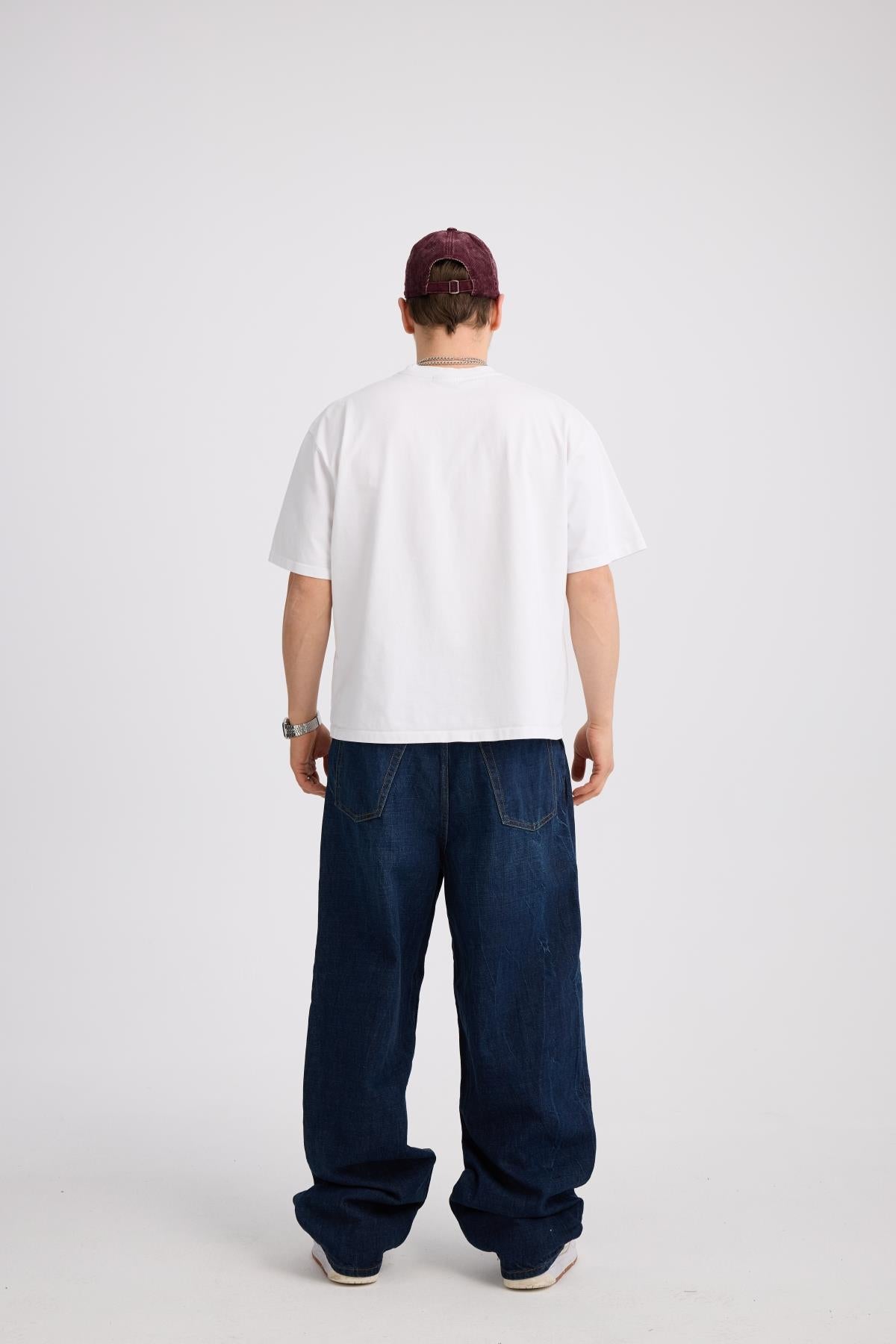 Acid Wash Koyu Mavi Baggy Bdg Jean
