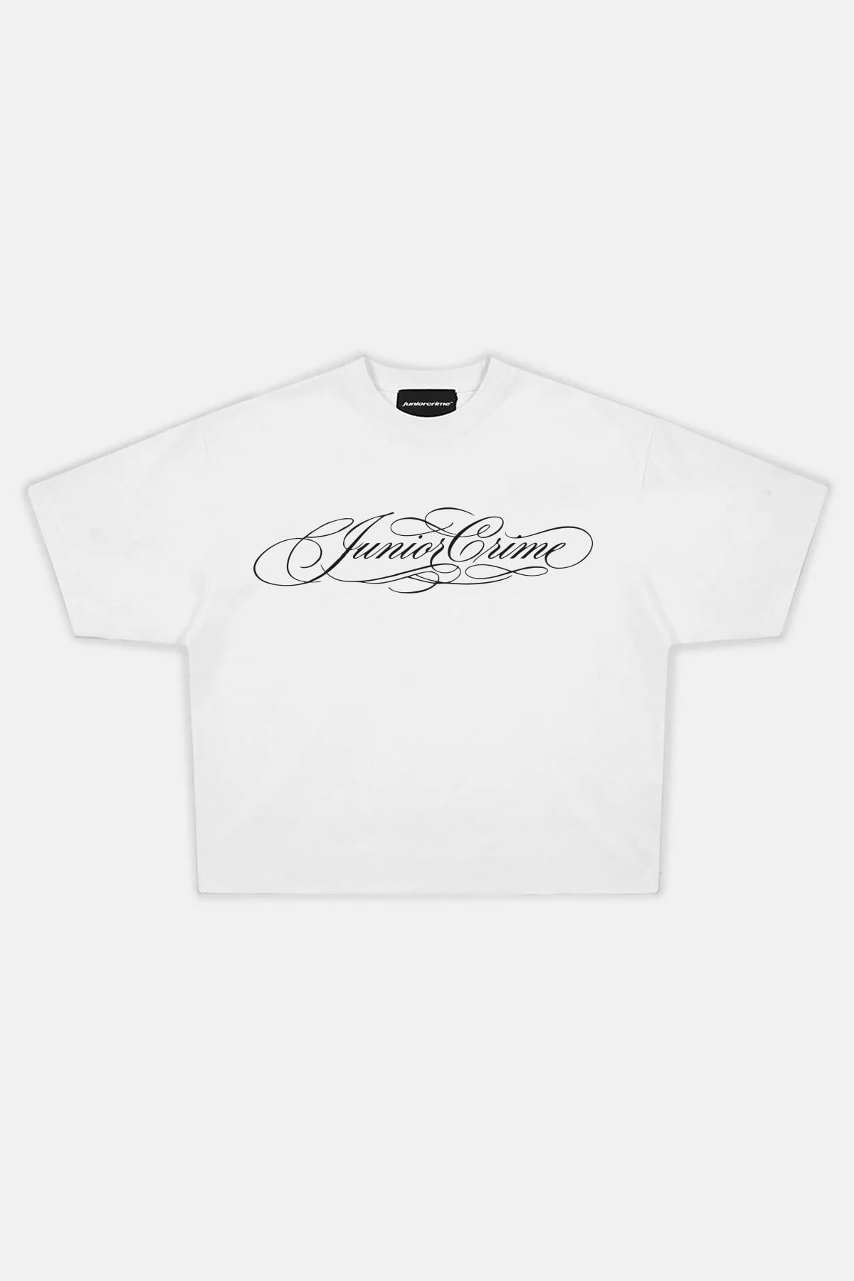 JR Siyah Signature Baskılı Beyaz Boxy Oversize Tshirt