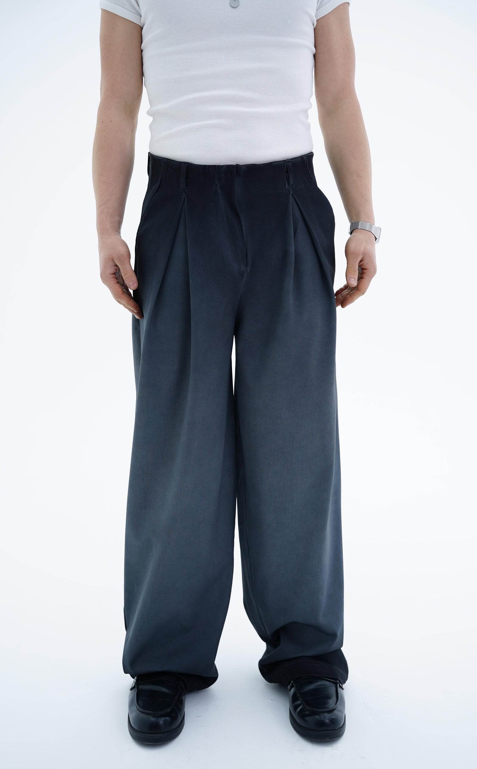 Acid Wash Füme Pileli Baggy Pantolon KN4607