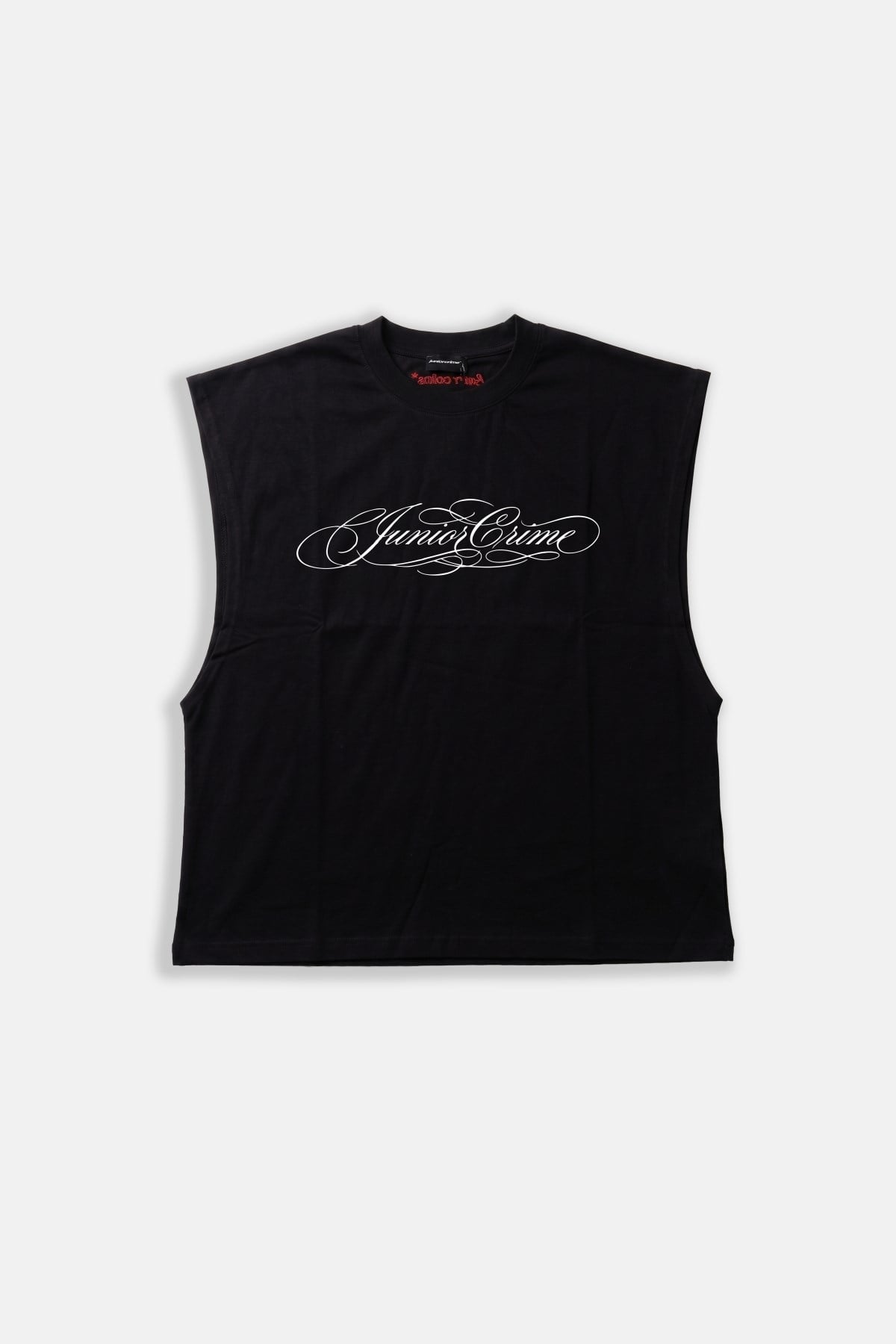 JR Beyaz Signature Baskılı Boxy Fit Kolsuz Siyah Tshirt