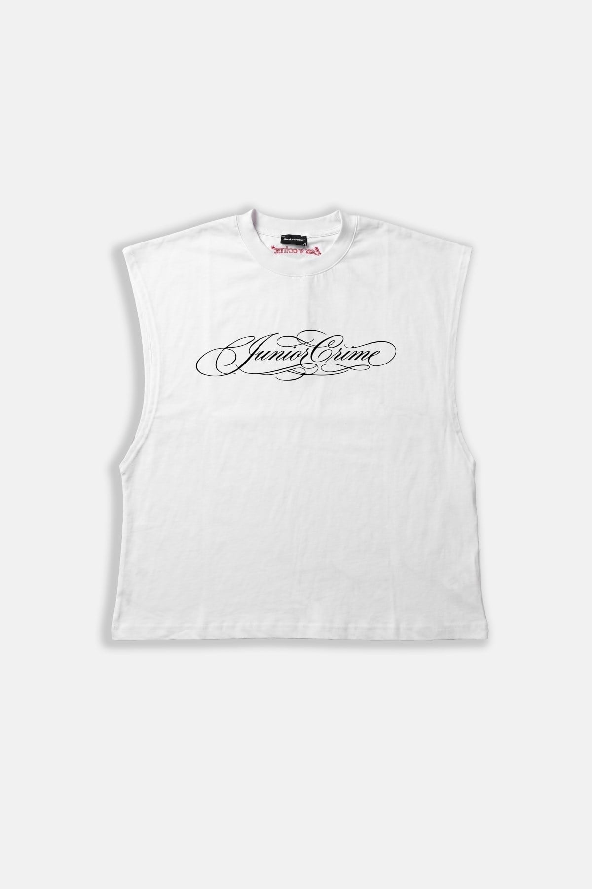 JR Siyah Signature Baskılı Boxy Fit Kolsuz Beyaz Tshirt
