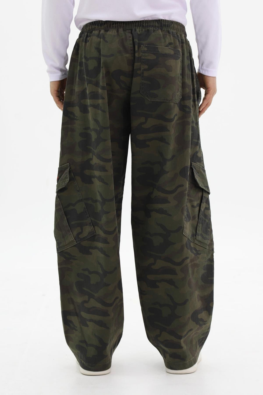 Kamuflaj Desenli Haki Low Waist Baggy Pantolon