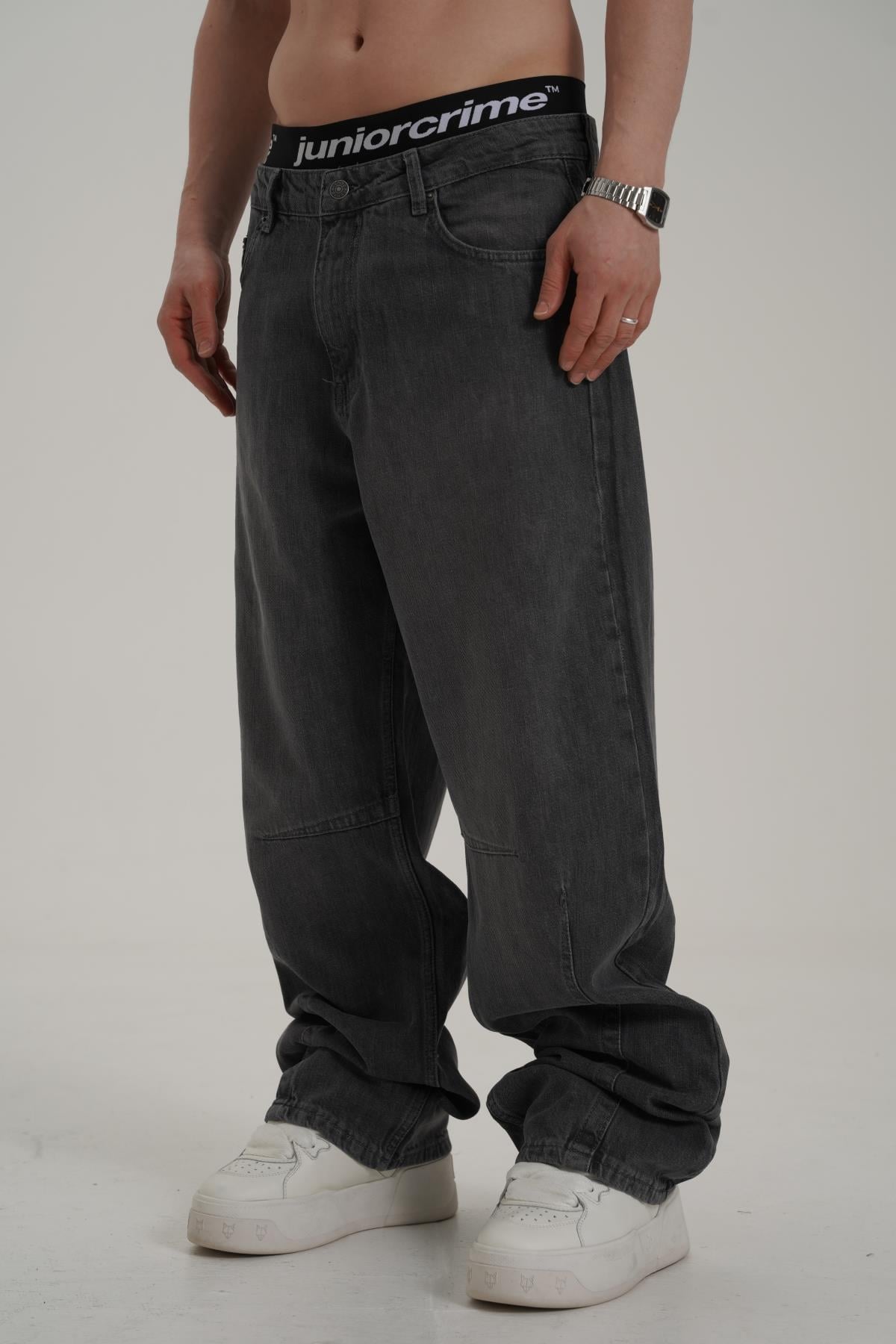 Dikiş Detay Gri Acid Wash Jean Pantolon CT01 6643