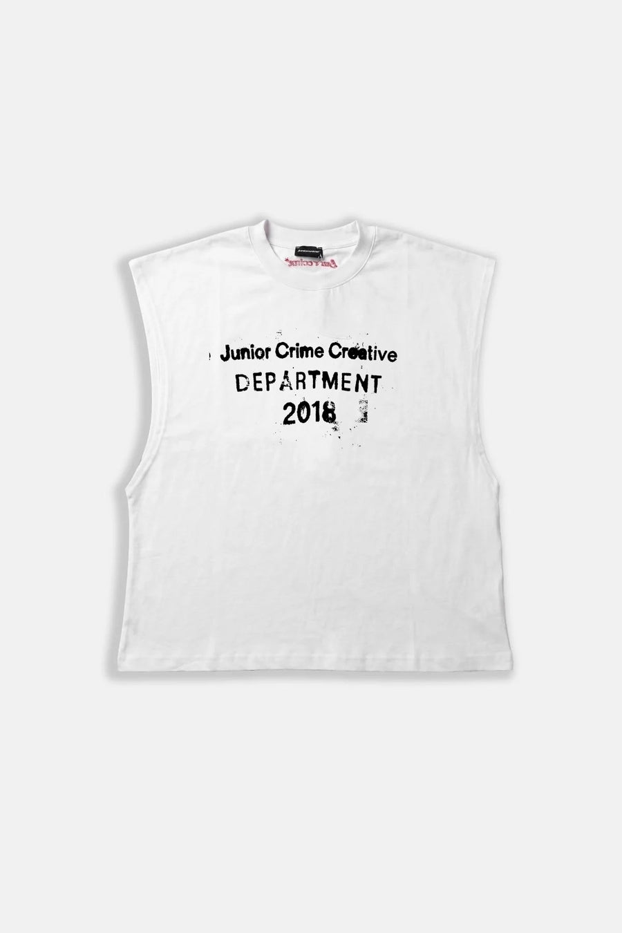 JR Creative Baskılı Boxy Fit Kolsuz Beyaz Tshirt