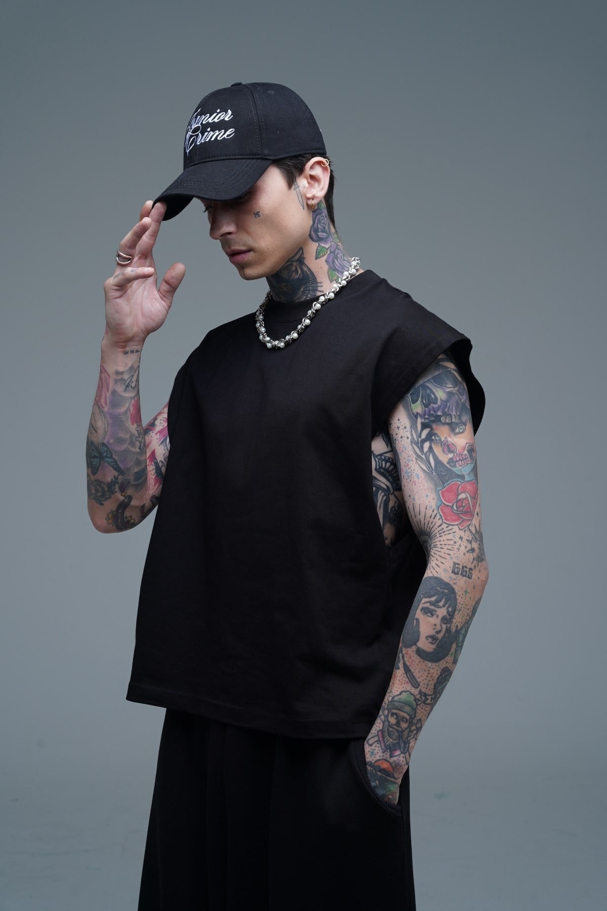 JR Boxy Fit Kolsuz Siyah Oversize Tshirt