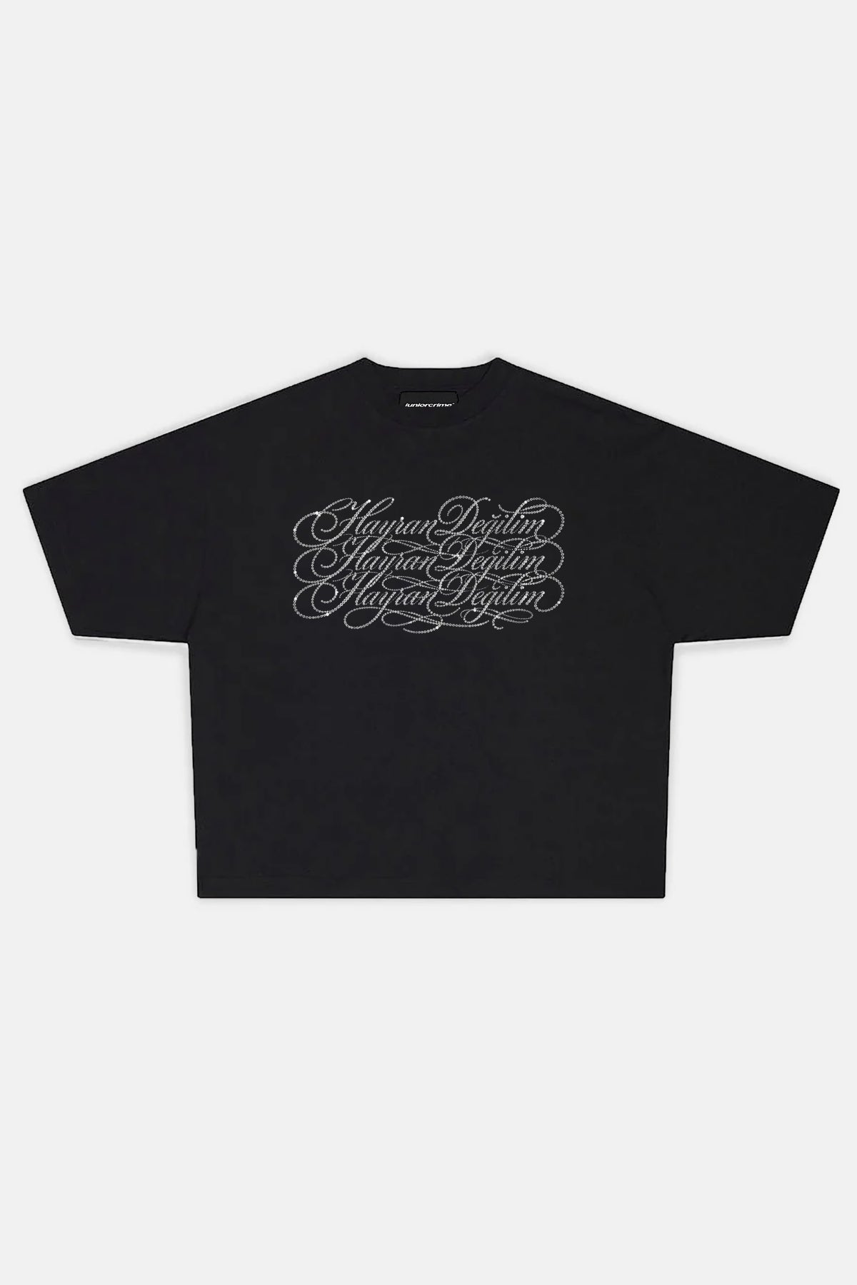 Radikal Merch - Hayran Değilim Taş Baskılı Siyah Boxy  (Pre Order)Tshirt