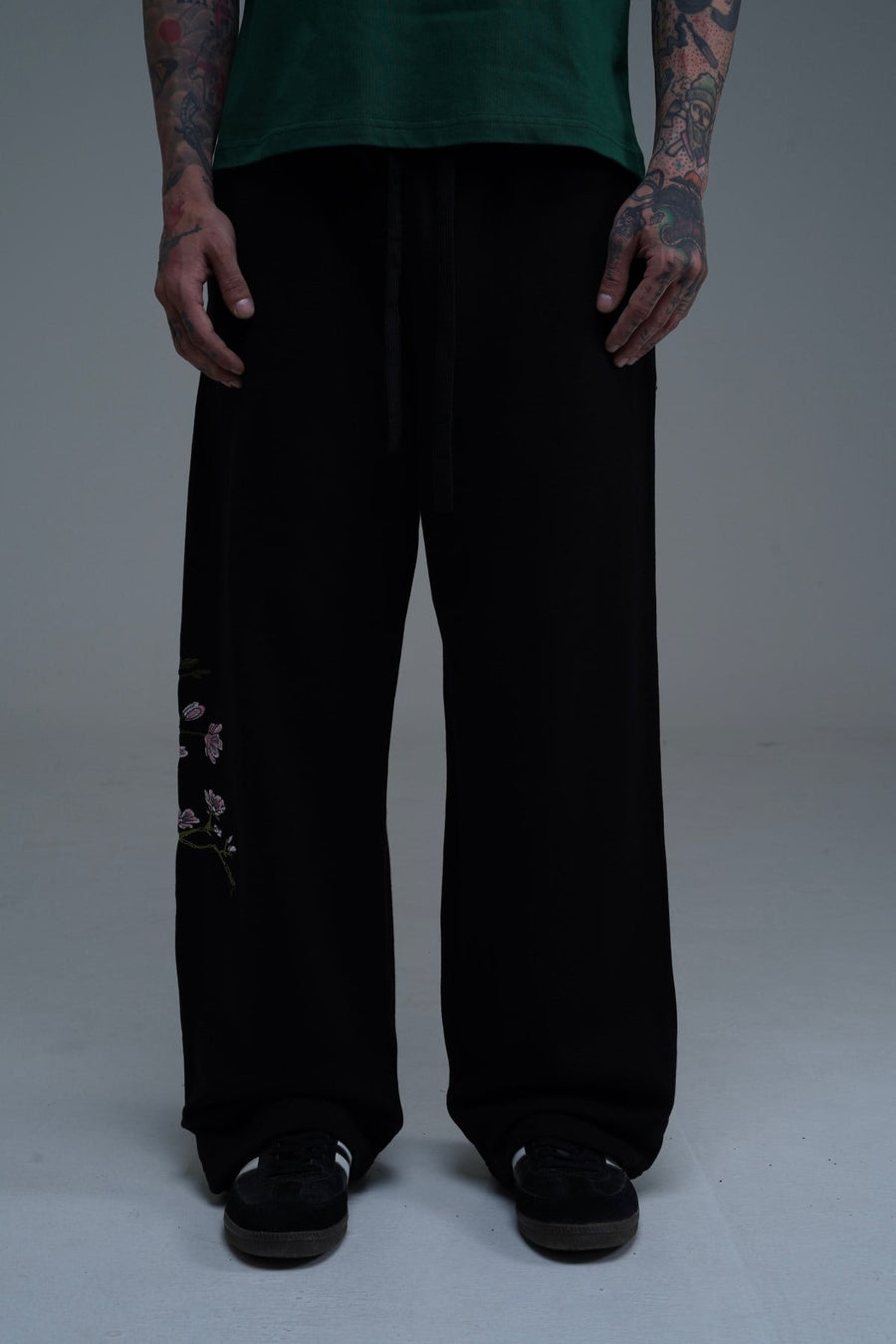 Pink Dragon Nakışlı Siyah Baggy Eşofman MHL01