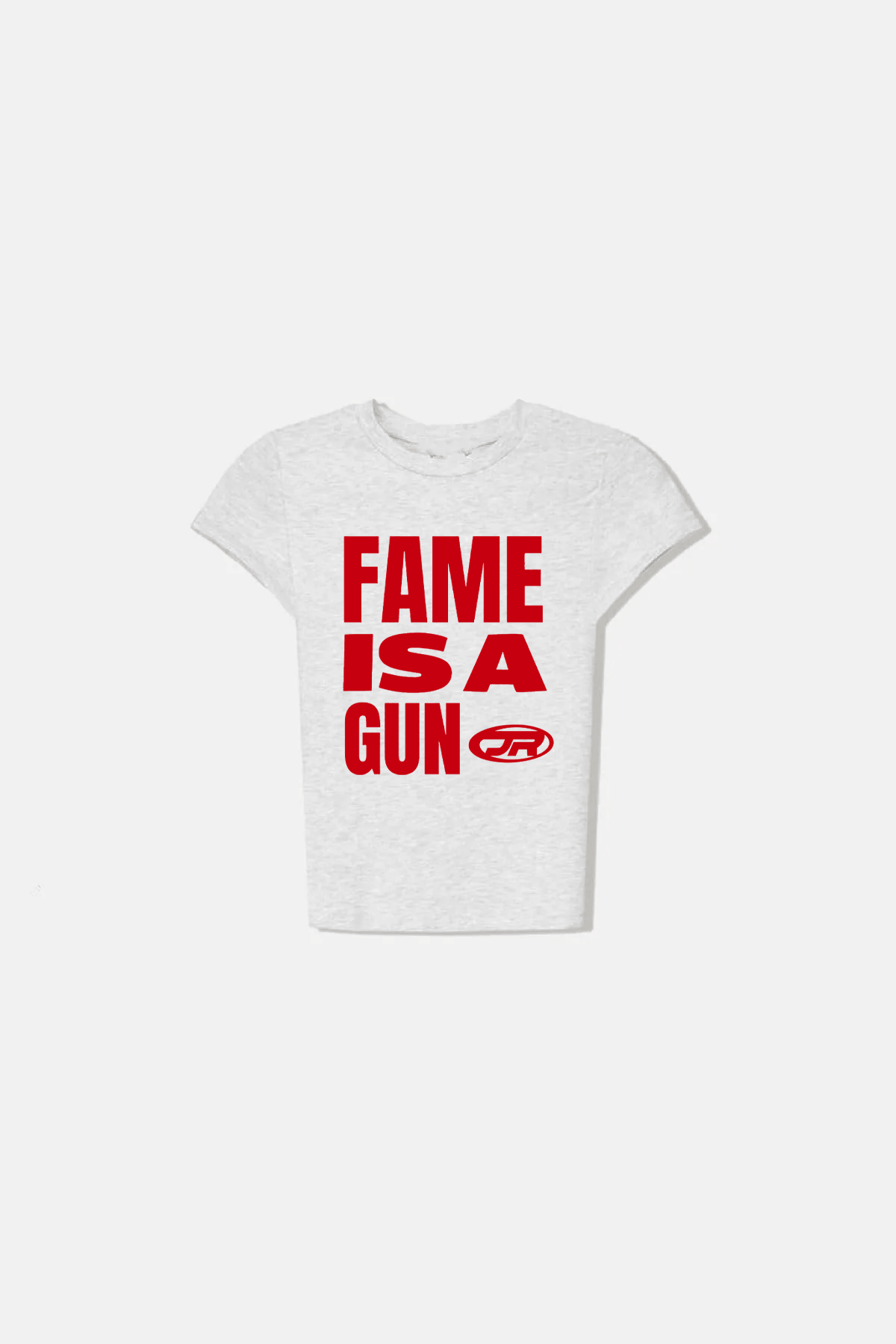 JR Kırmızı Fame Baskılı Gri Kadın Fit Top