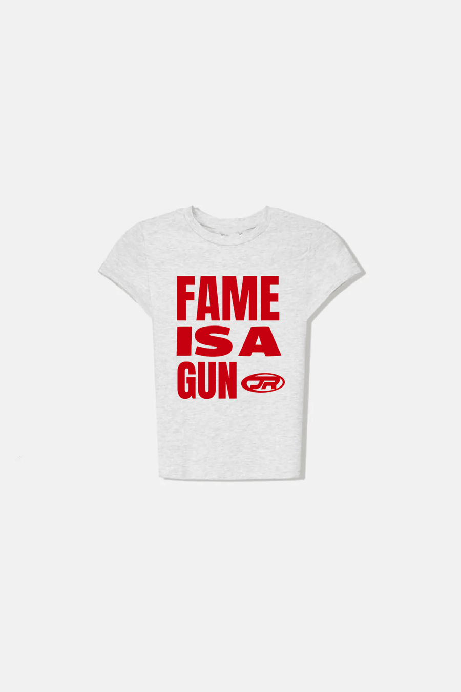 JR Kırmızı Fame Baskılı Gri Kadın Fit Top