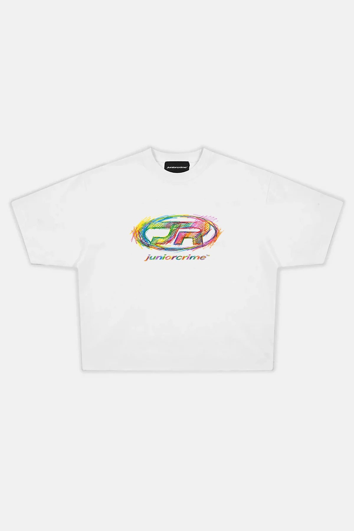 JR Scrawl Baskılı Beyaz Boxy Fit Tshirt