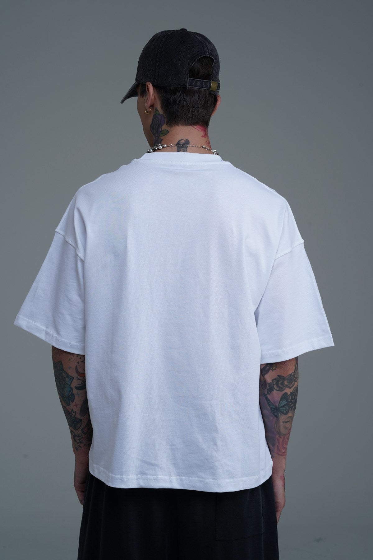 JR Logo Beyaz Boxy Fit Oversize Tshirt