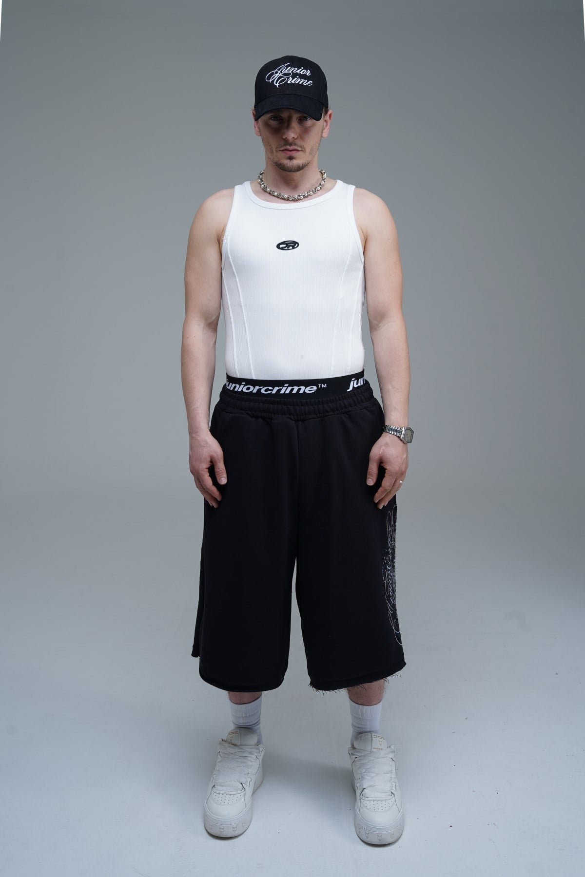 JR Signature Baskılı Jogger Baggy Siyah Şort